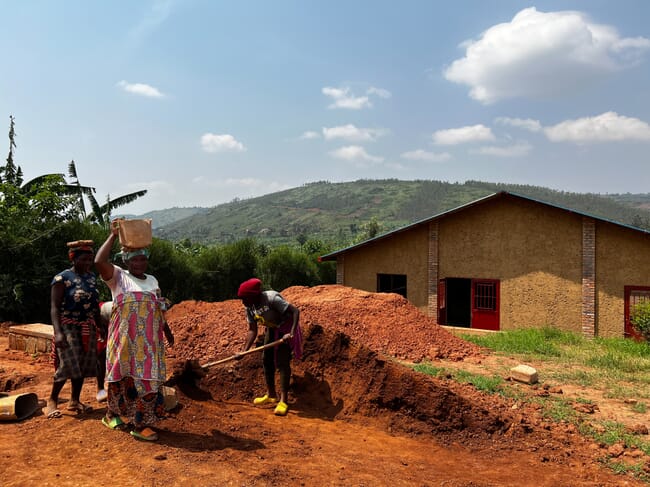 People standing at a construction site