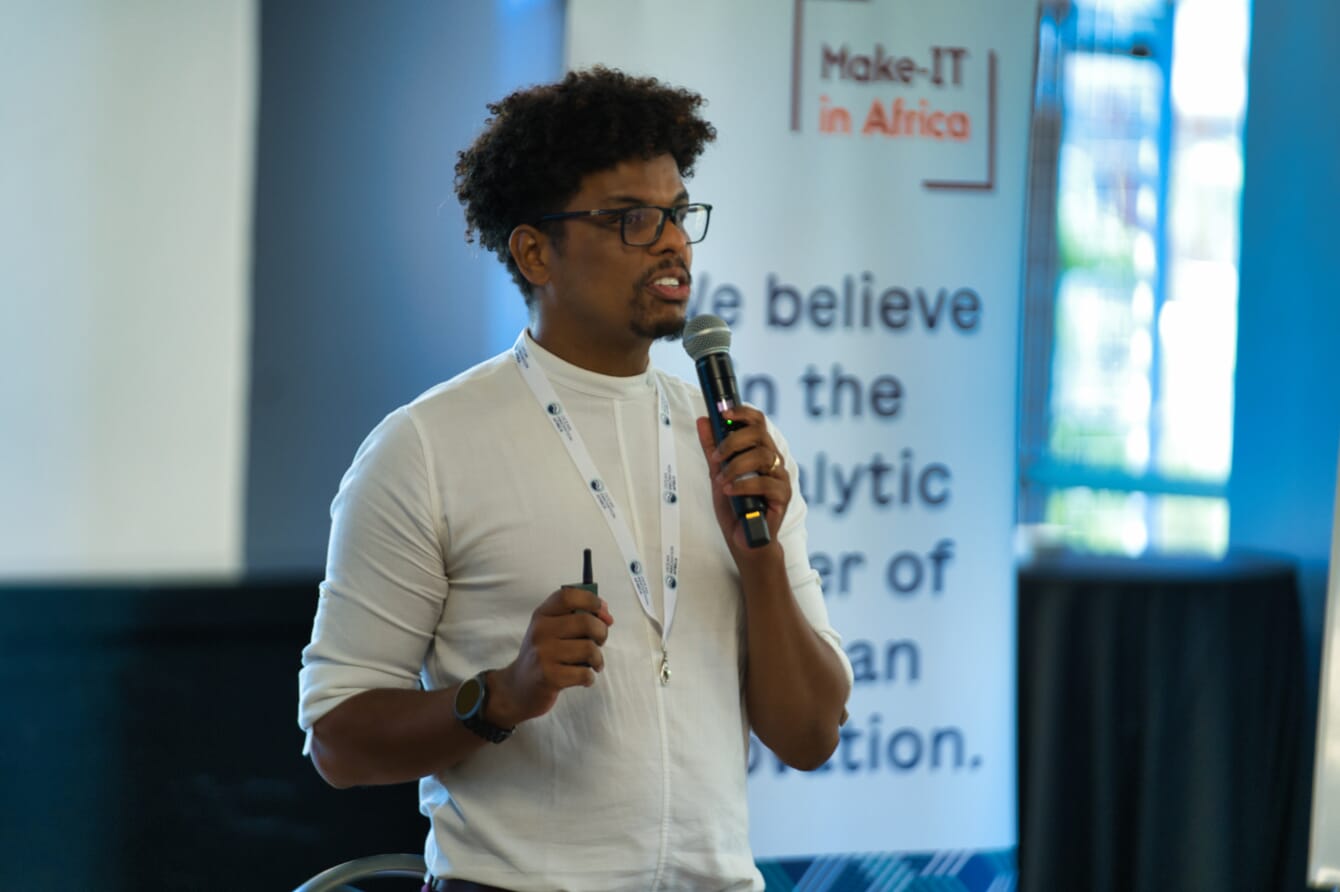 A man with a microphone.