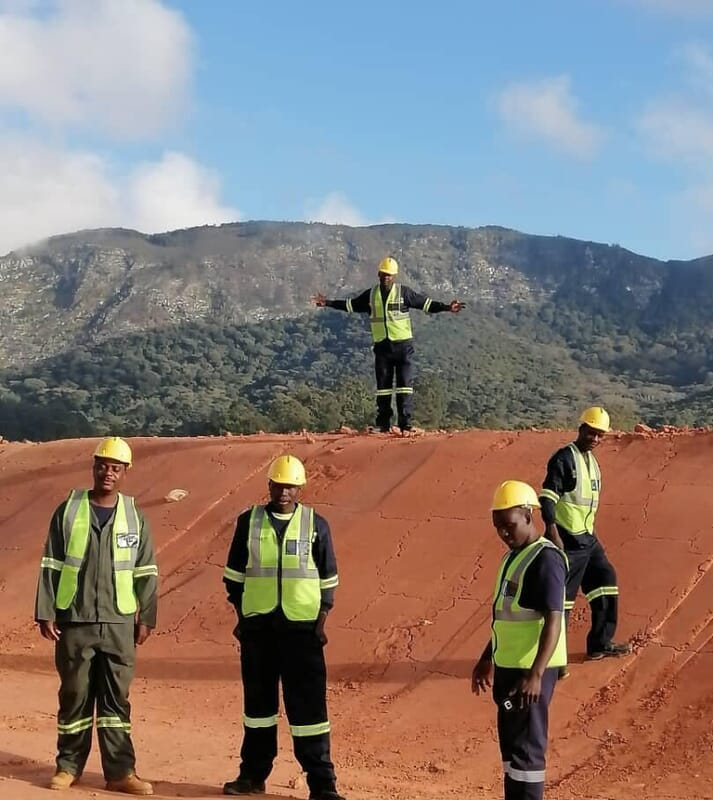 A 65m x 52m pond under construction in Vumba, Eastern Highlands, Zimbabwe