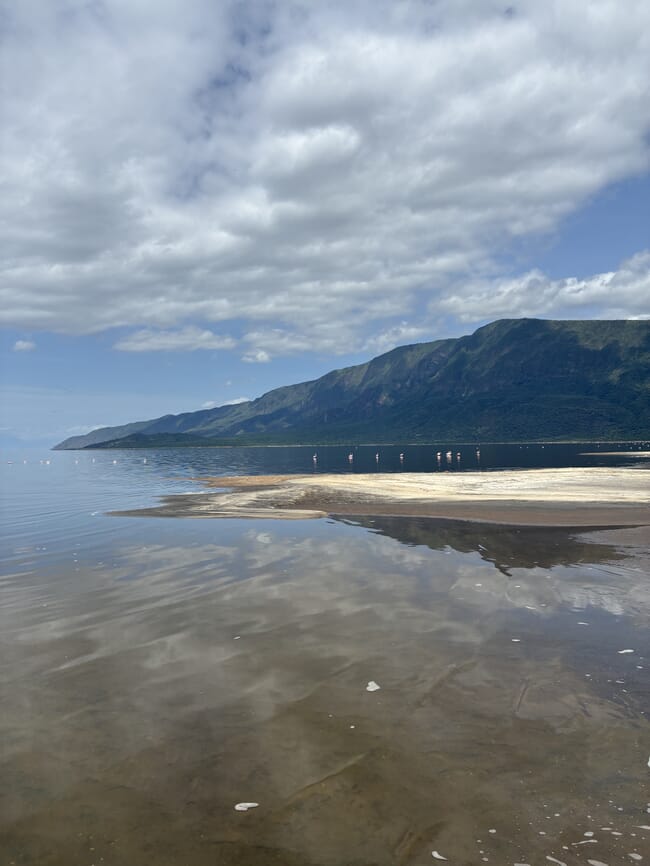 A flat calm lake.