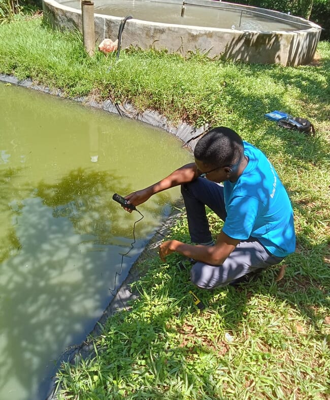 A man testing water quality.
