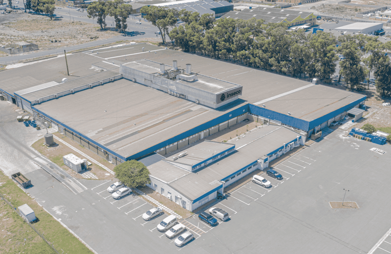 An aerial shot of an insect meal factory in South Africa.