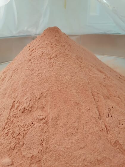 A large pile of pink powder