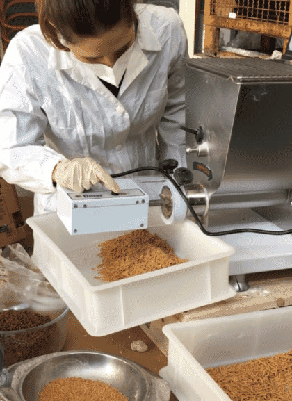 researcher examining raw materials