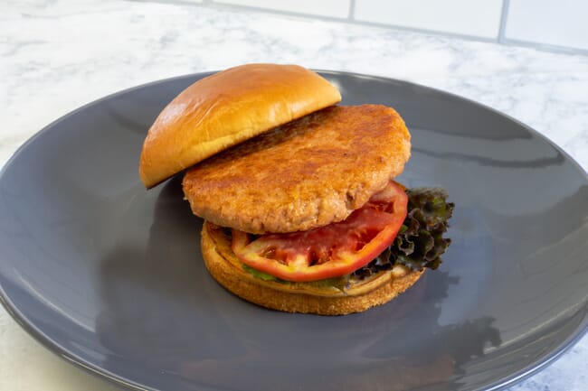 a plant-based salmon burger