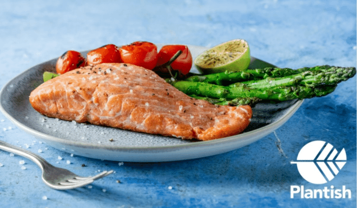plant-based ingredients made to resemble a salmon fillet