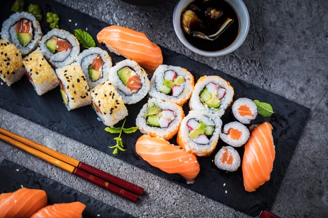 A selection of sushi