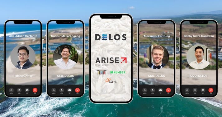 The three founders of DELOS and one of the partners of Arise, who have led a seed funding round worth an undisclosed value for the startup