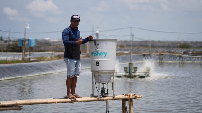 eFishery feeder in action.