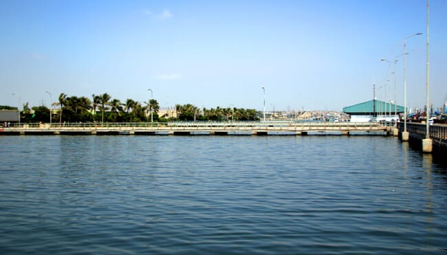 A photo of a fishing port.