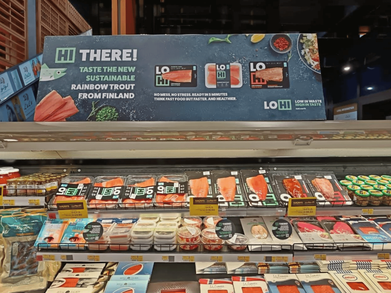 A supermrket in Dubai offering Finnish rainbow trout.