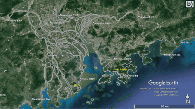 a satellite photo of the Chinese coast