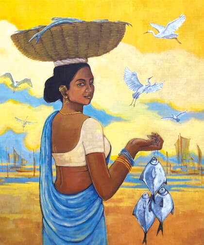 painting of a fish seller