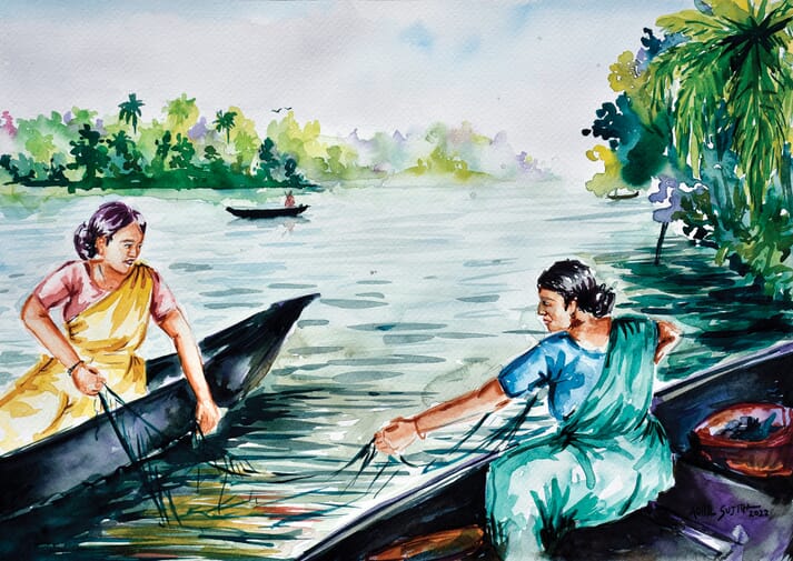 painting of Kochi backwater