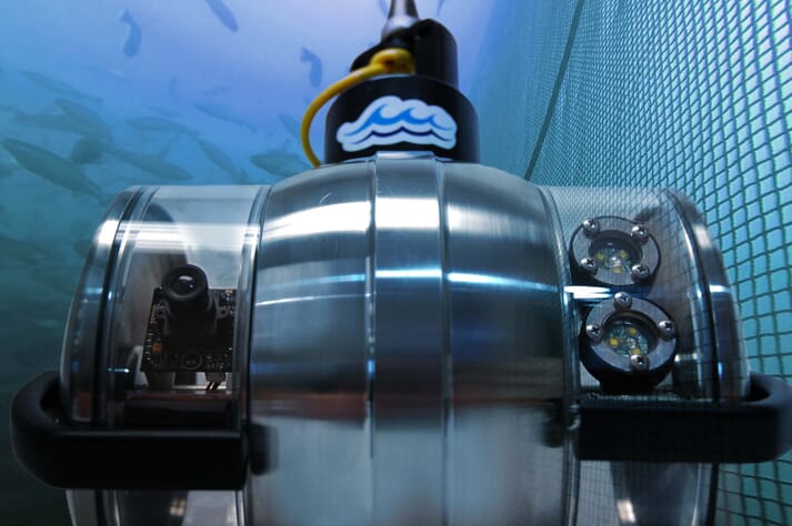 Deep Trekker's DTPod is designed to be installed as a permanent fixture in a fish pen.