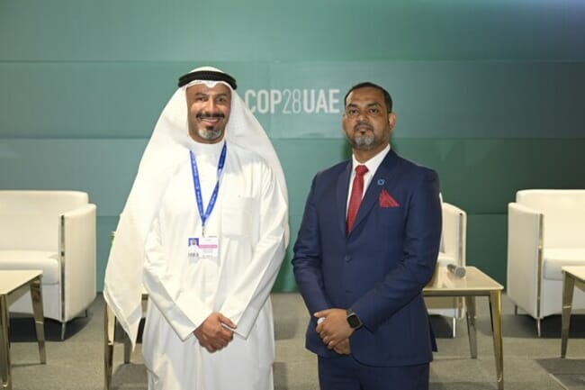 Mohammed Aldowaisan, senior manager of investments and development at EnerTech Holding Company, and Mohammad Tabish, CEO of Aqua Bridge Group.