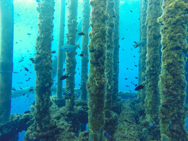 an oil rig under water