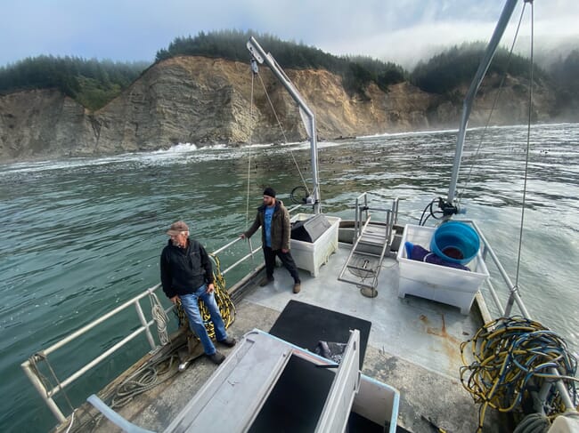 Fisherman collecting sea urchins.