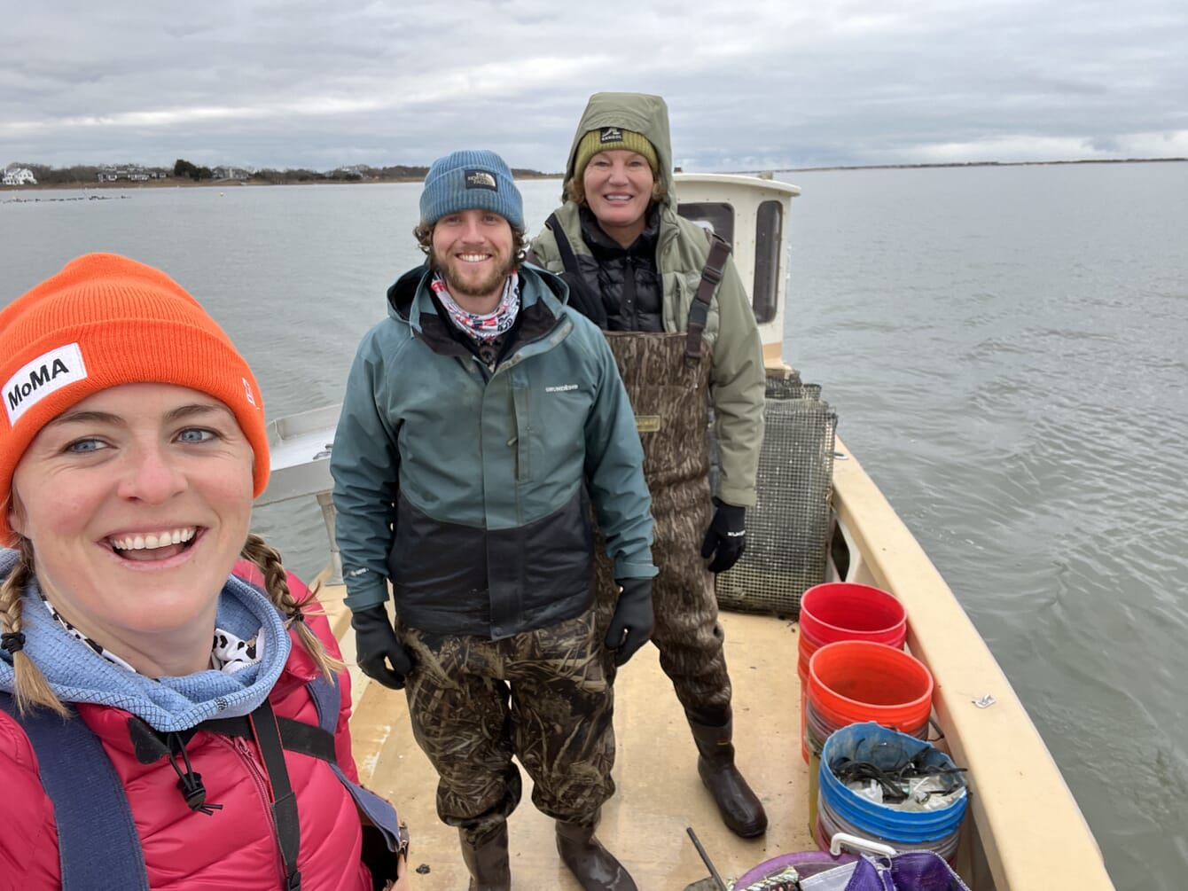 Alexandra Talty at Sue Wicks' kelp farm.