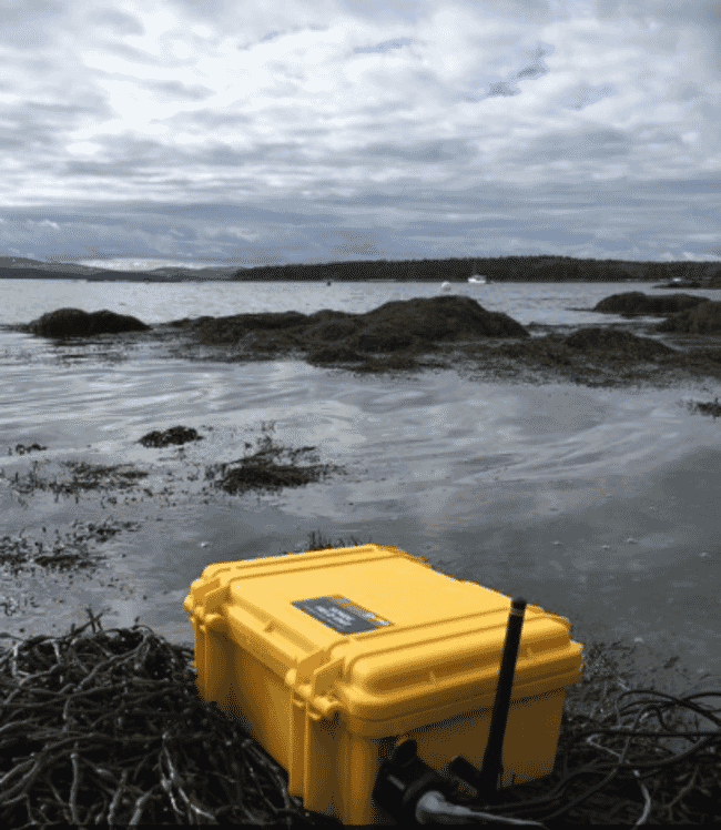 A site selection robot infront of a seaweed farm.