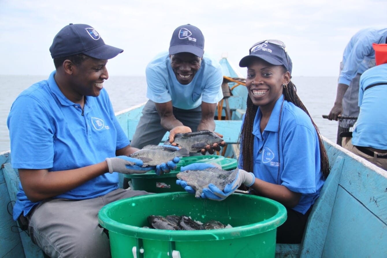 Michelle Mbeo with Lake View Fisheries' tilapia.