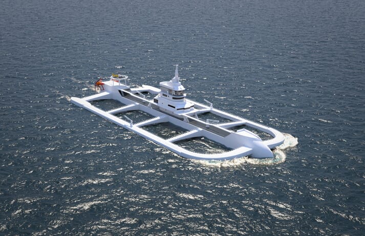 Aquaculture vessel in the water