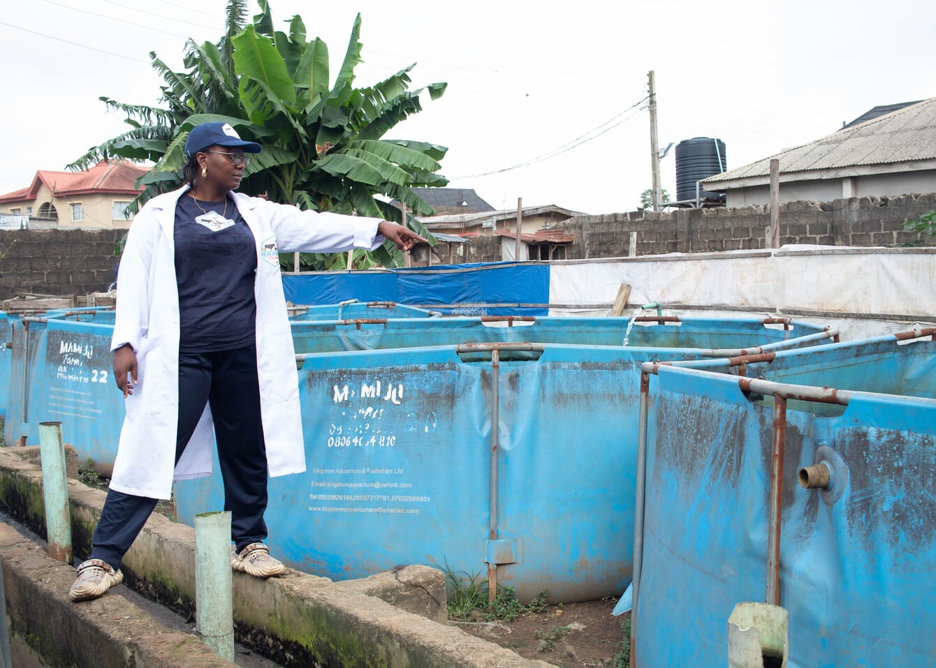 Omorinsola Giwa and her catfish farm.