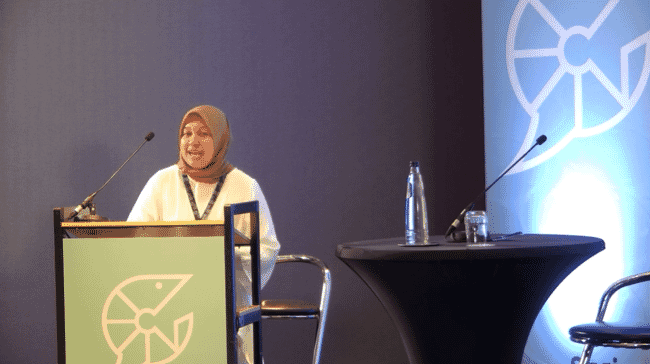 Retno Nuraini delivering a lecture