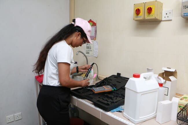 woman calibrating a sensor