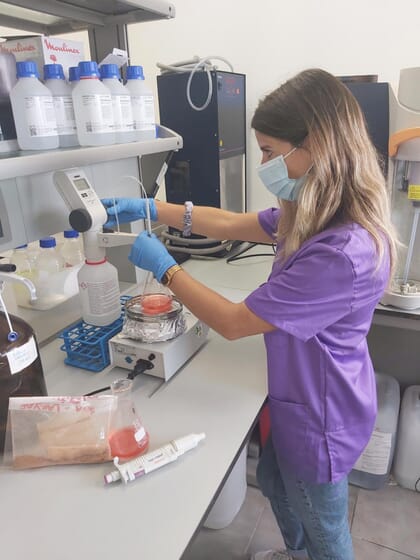 researcher testing feed ingredients in a lab