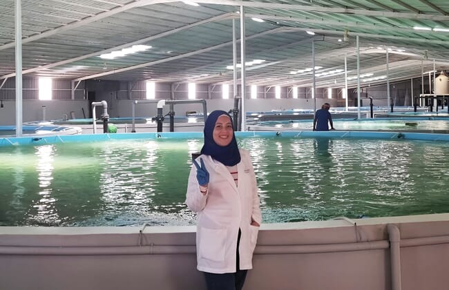 Woman at an indoor RAS facility