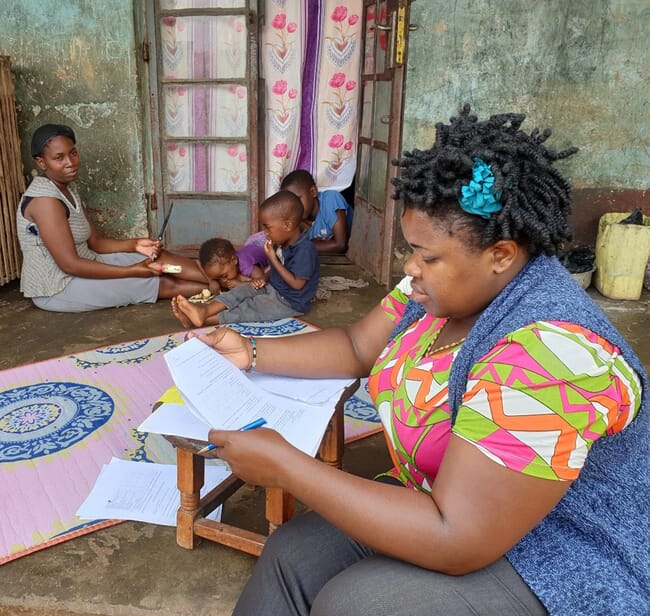 Pauline Nakyewa conducting research