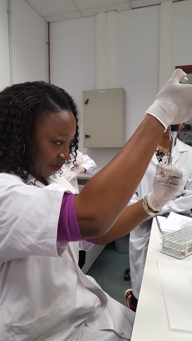 a woman in a lab