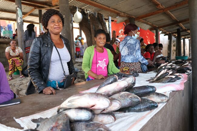 women in a fish market
